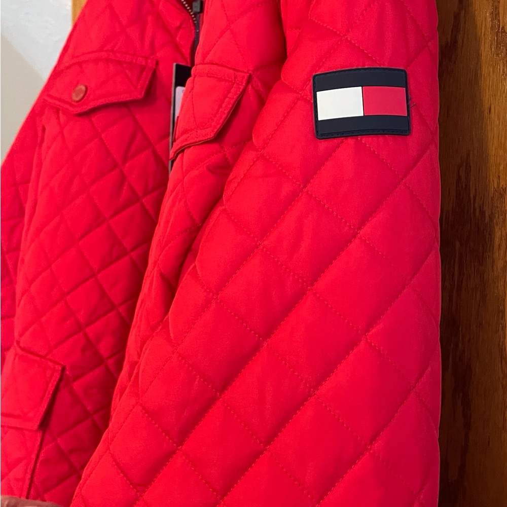 Tommy Hilfiger Woman’s Coat Jacket Red Diamond Quilt 2X - Picture 6 of 10